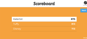 Kahoot score card