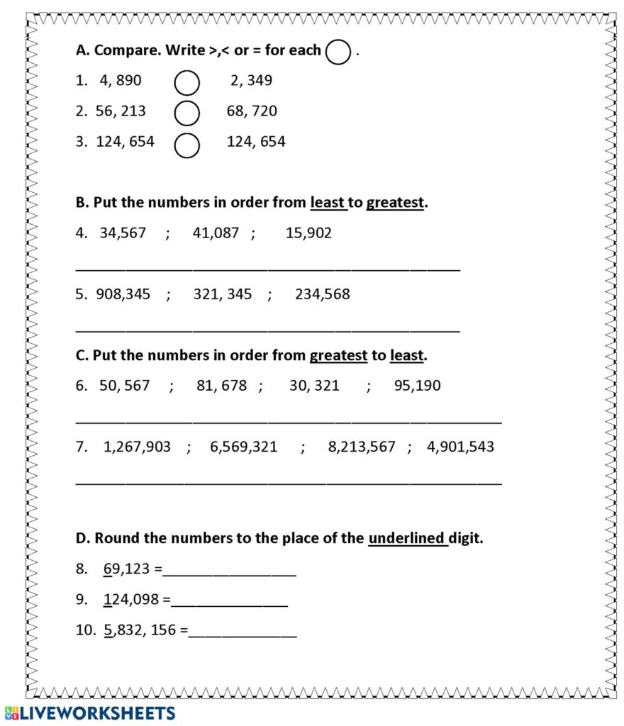 Math Worksheet by LIVEWORKSHEETS