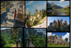 photographic collage of scenic mountain vistas