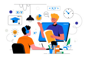 Student and Teacher on Computer